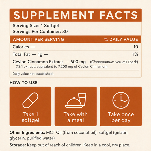 Ceylon Cinnamon 7200mg Equivalent with MCT Oil